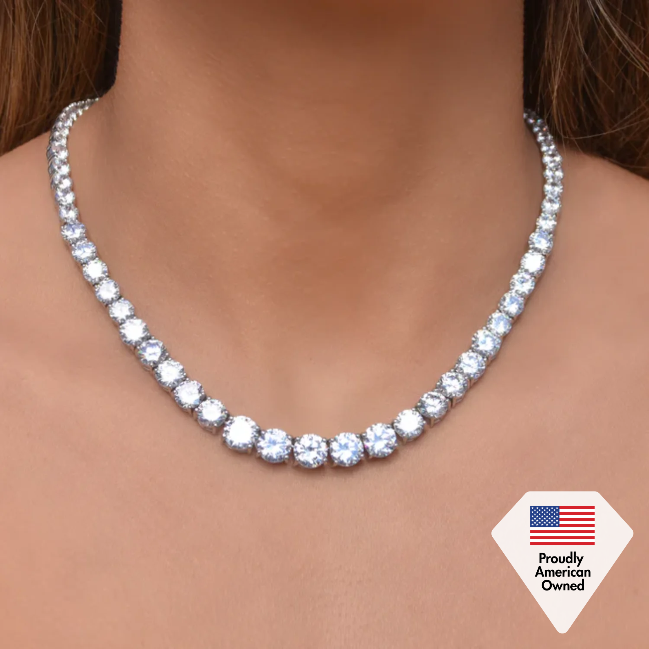 Whitney 18k White Gold Plated Necklace with Simulated Diamond Crystals