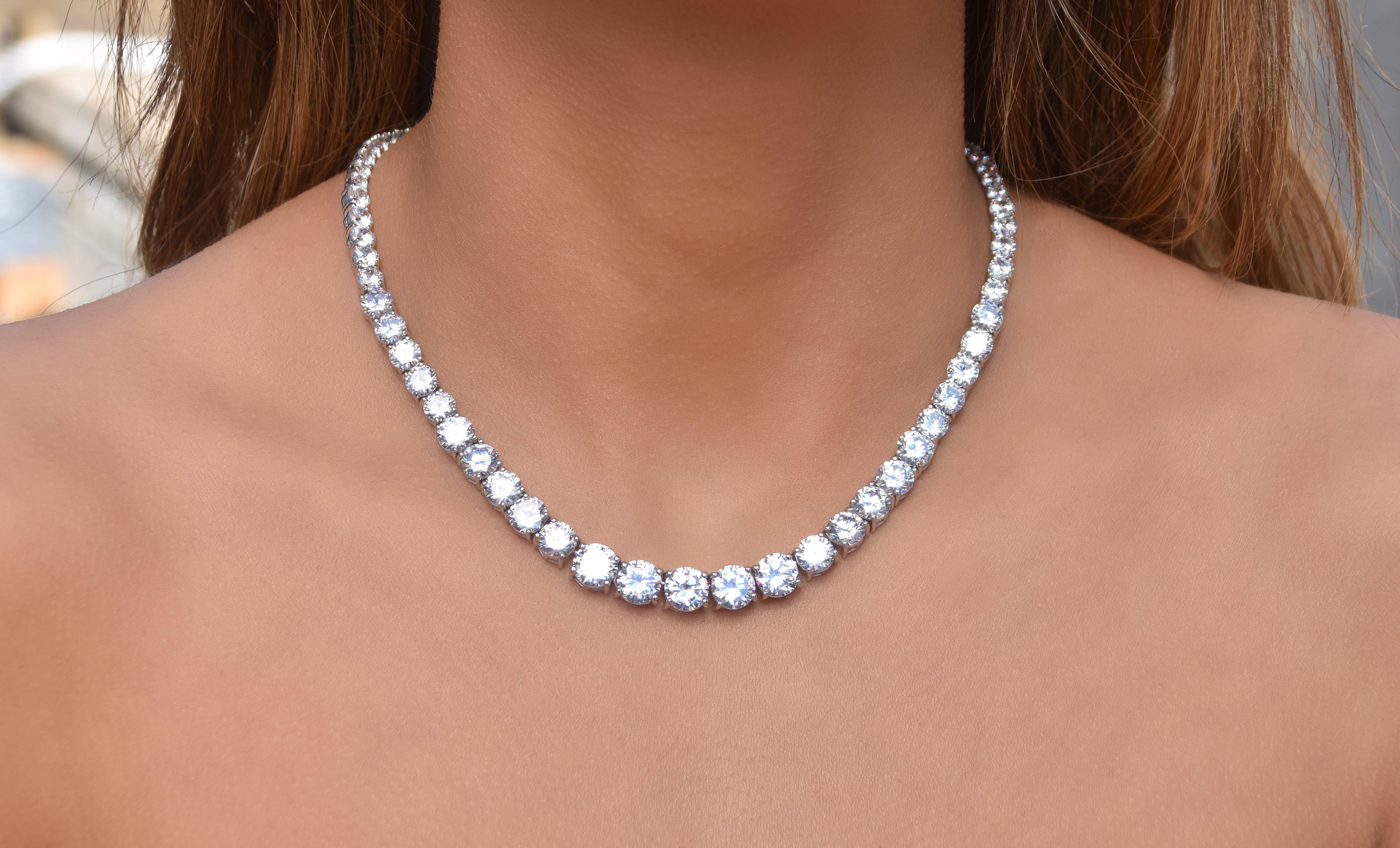 Whitney 18k White Gold Plated Necklace with Swarovski Crystals