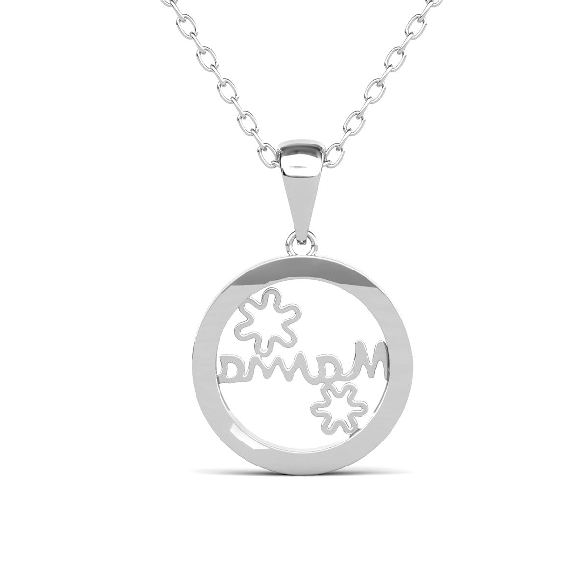 Willa 18k White Gold Plated Circle Mama Necklace with Simulated Diamond Crystals