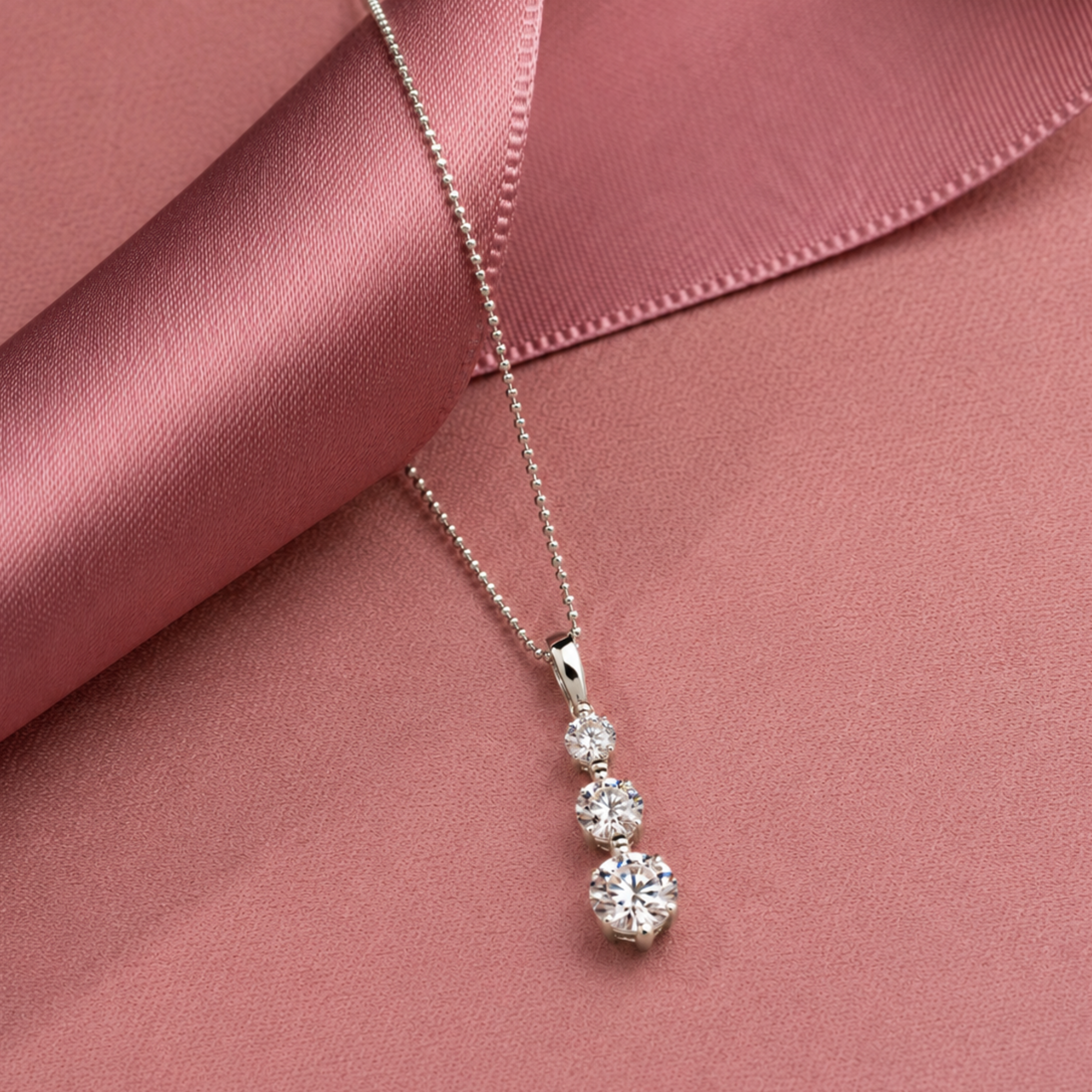 Willow 18K White Gold Plated 3 Stone Drop Pendant Necklace with Swarovski Crystals - FAB FAV