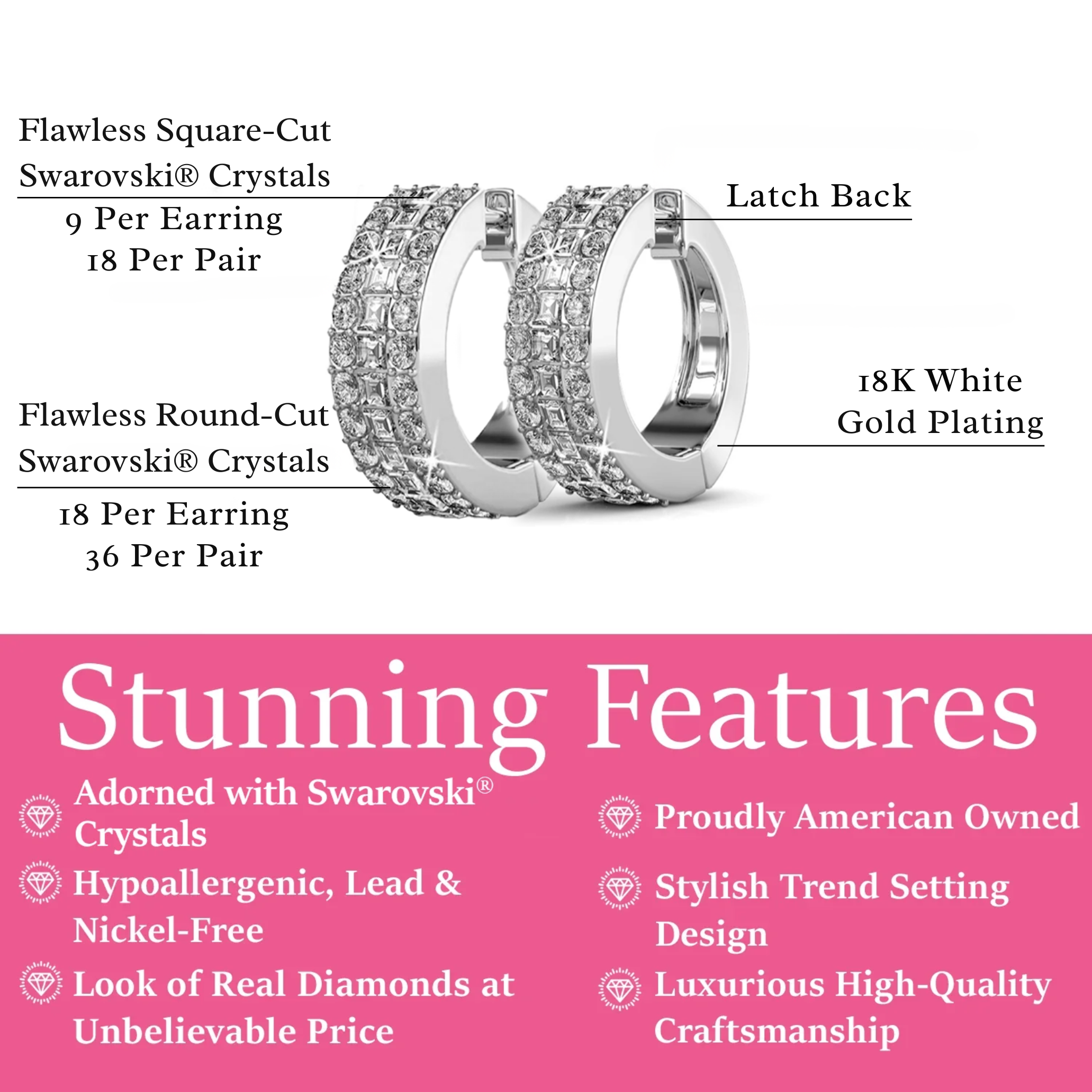 Wrenley 18k White Gold Plated 16mm Hoop Earrings & Kindness and Light Green Bow Card