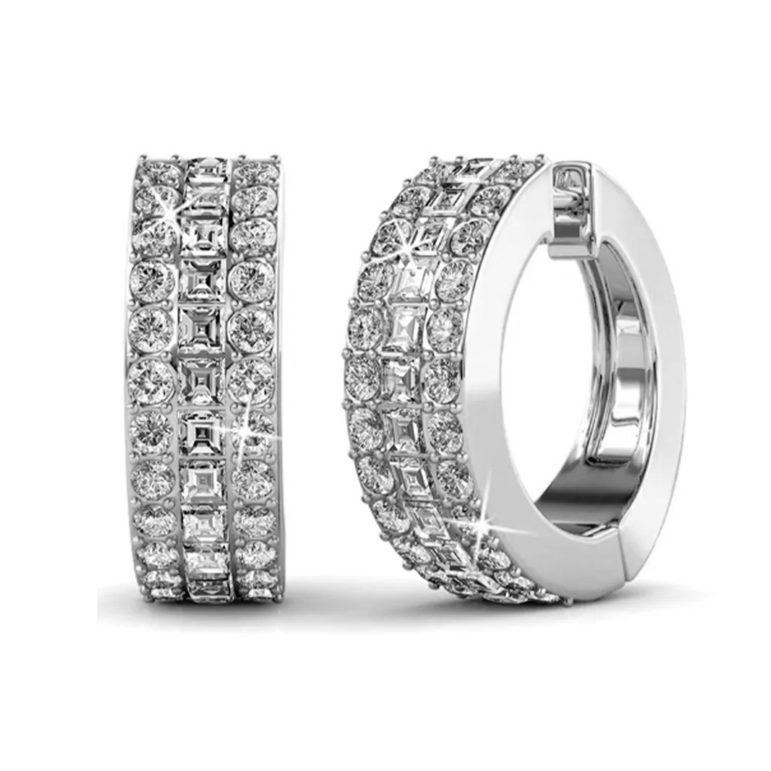 Wrenley 18k White Gold Plated 16mm Hoop Earrings & Kindness and Light Green Bow Card