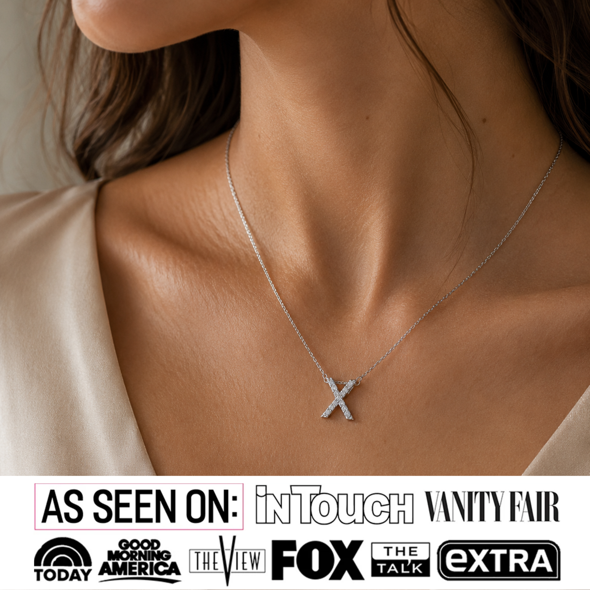Ethereal Collection 18k White Gold Plated Initial Letter Pendant Necklace with Swarovski Crystals