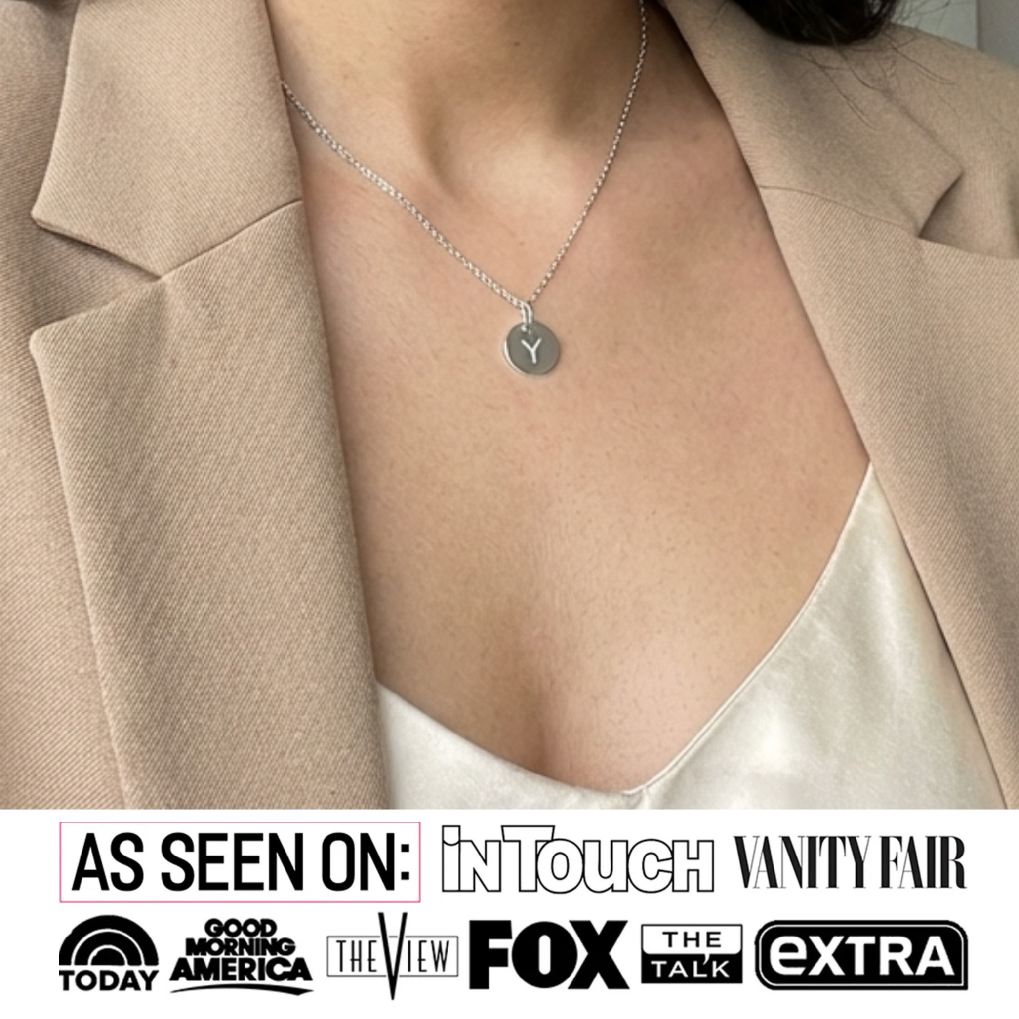 Summer Collection 18k White Gold Plated Engraved Initial Letter Pendant Necklace