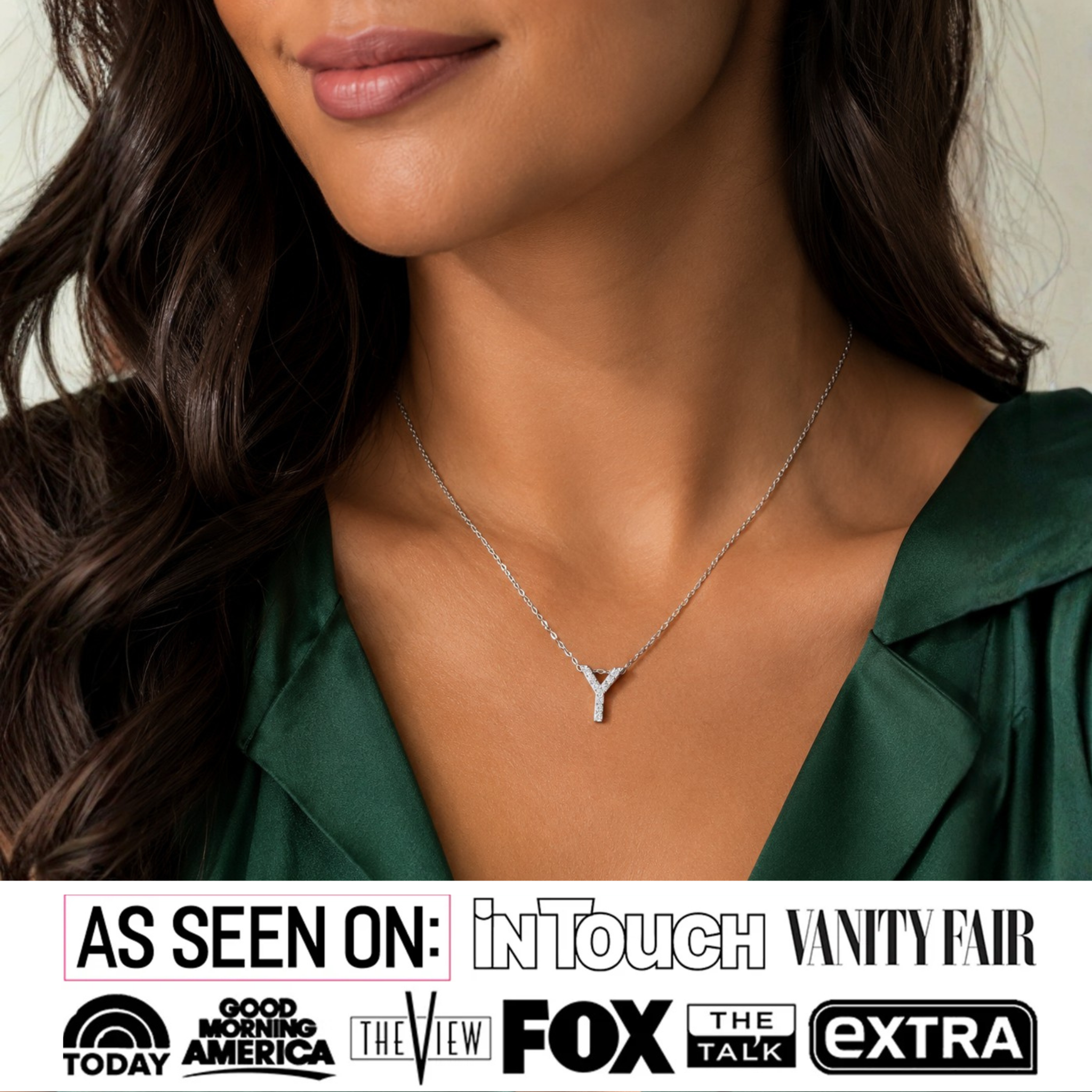 Ethereal Collection 18k White Gold Plated Initial Letter Pendant Necklace with Swarovski Crystals