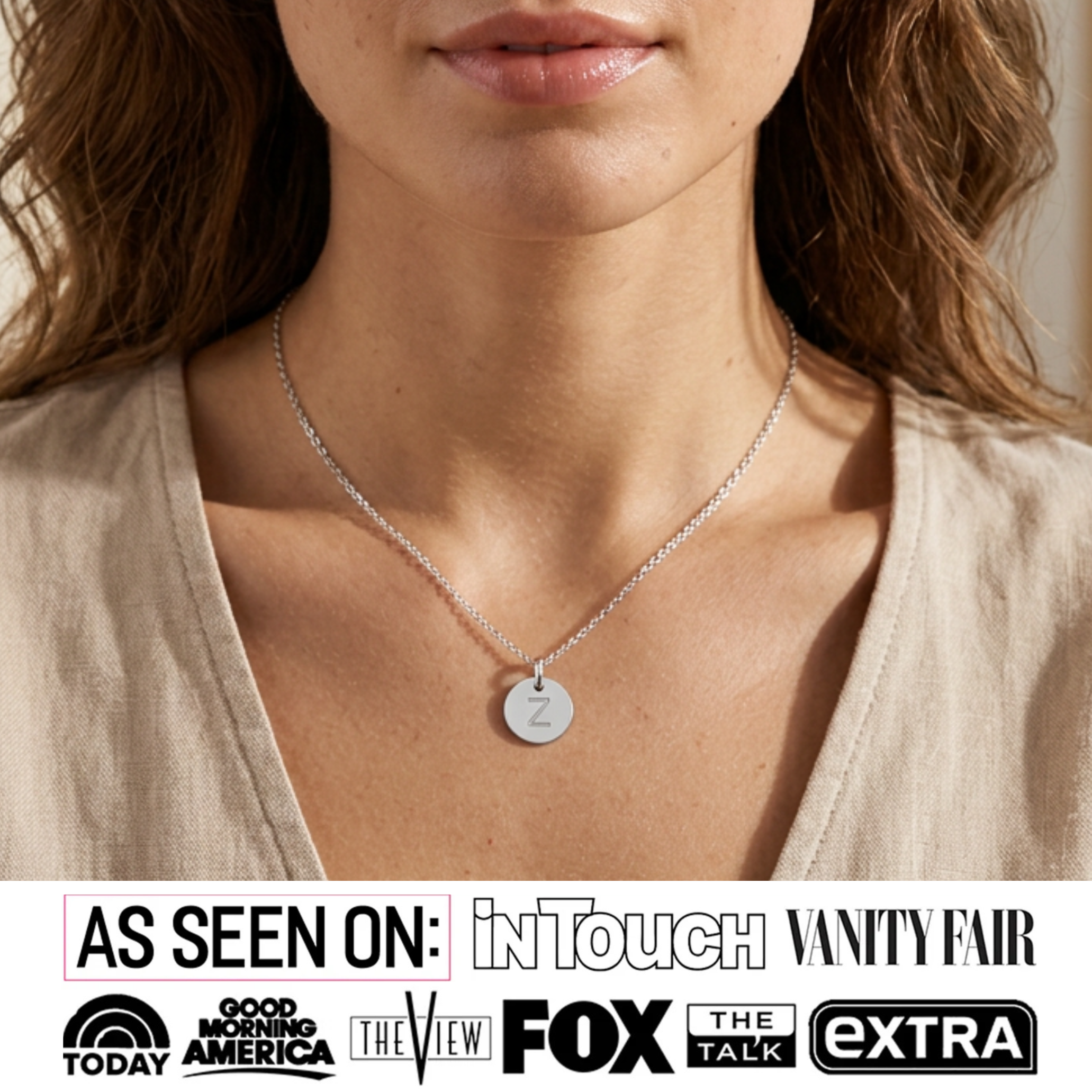 Summer Collection 18k White Gold Plated Engraved Initial Letter Pendant Necklace