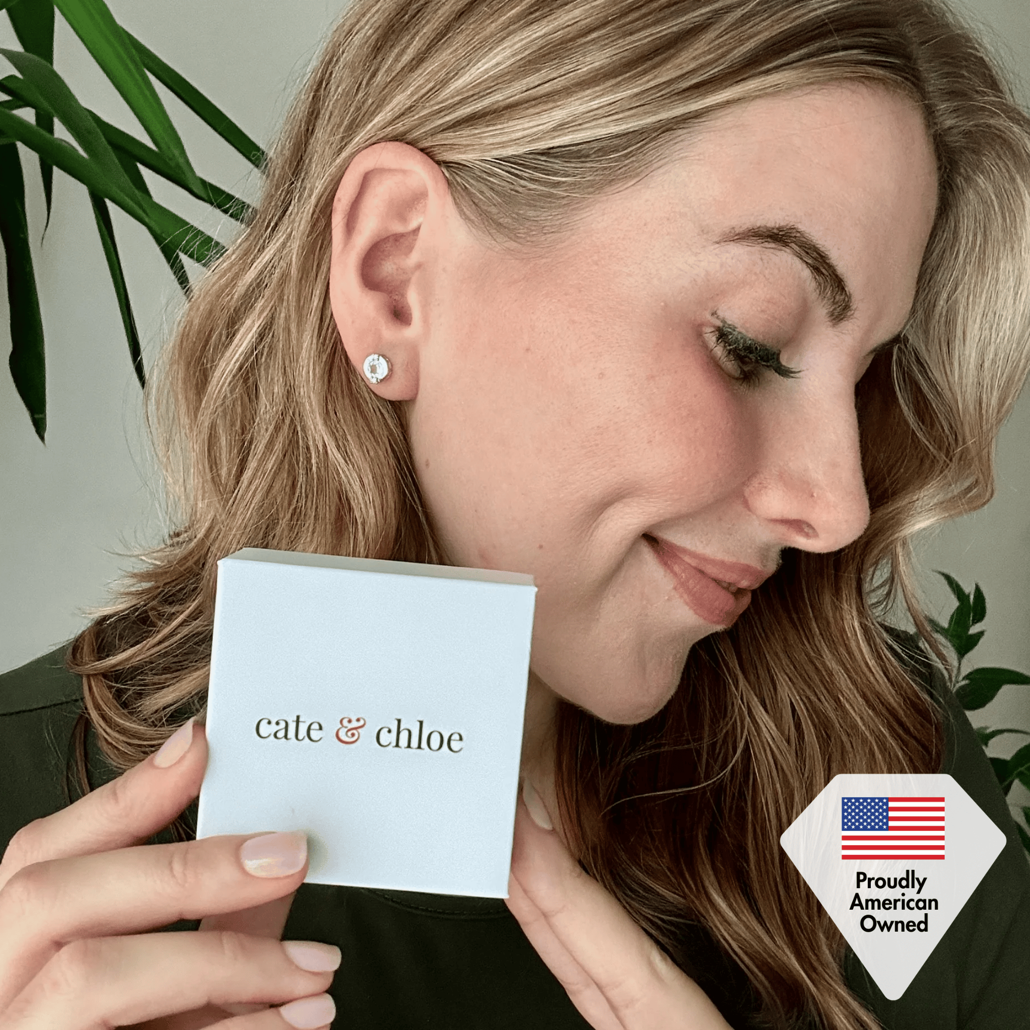 Zara 18k White Gold Plated Stud Earrings with Round Cut Swarovski Crystals