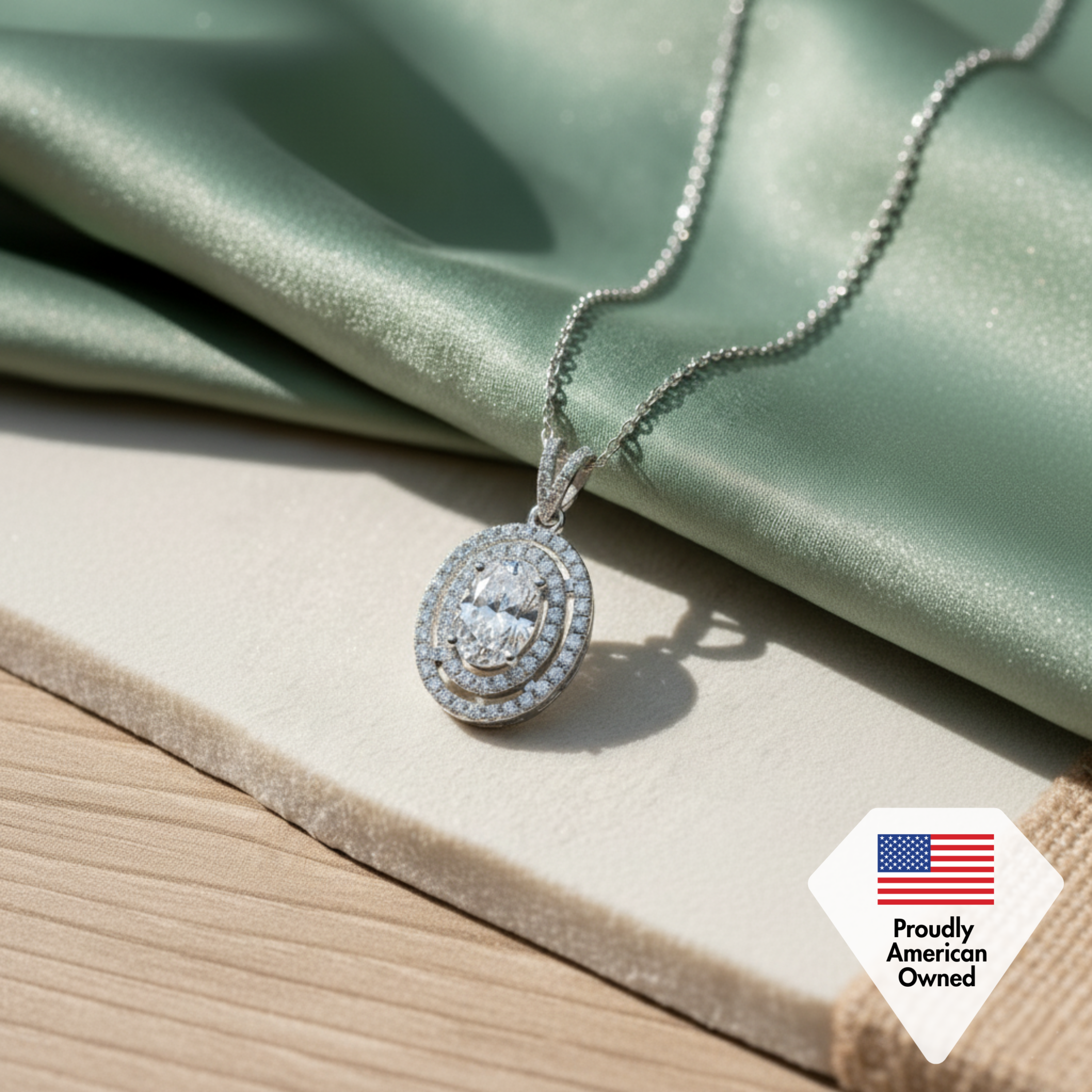 Zelda 18k White Gold Plated Pendant Necklace with Simulated Diamond Crystals