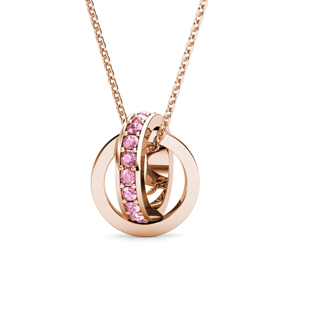 Rosie 18k Rose Gold Plated Pendant Necklace with Pink Swarovski Crystals