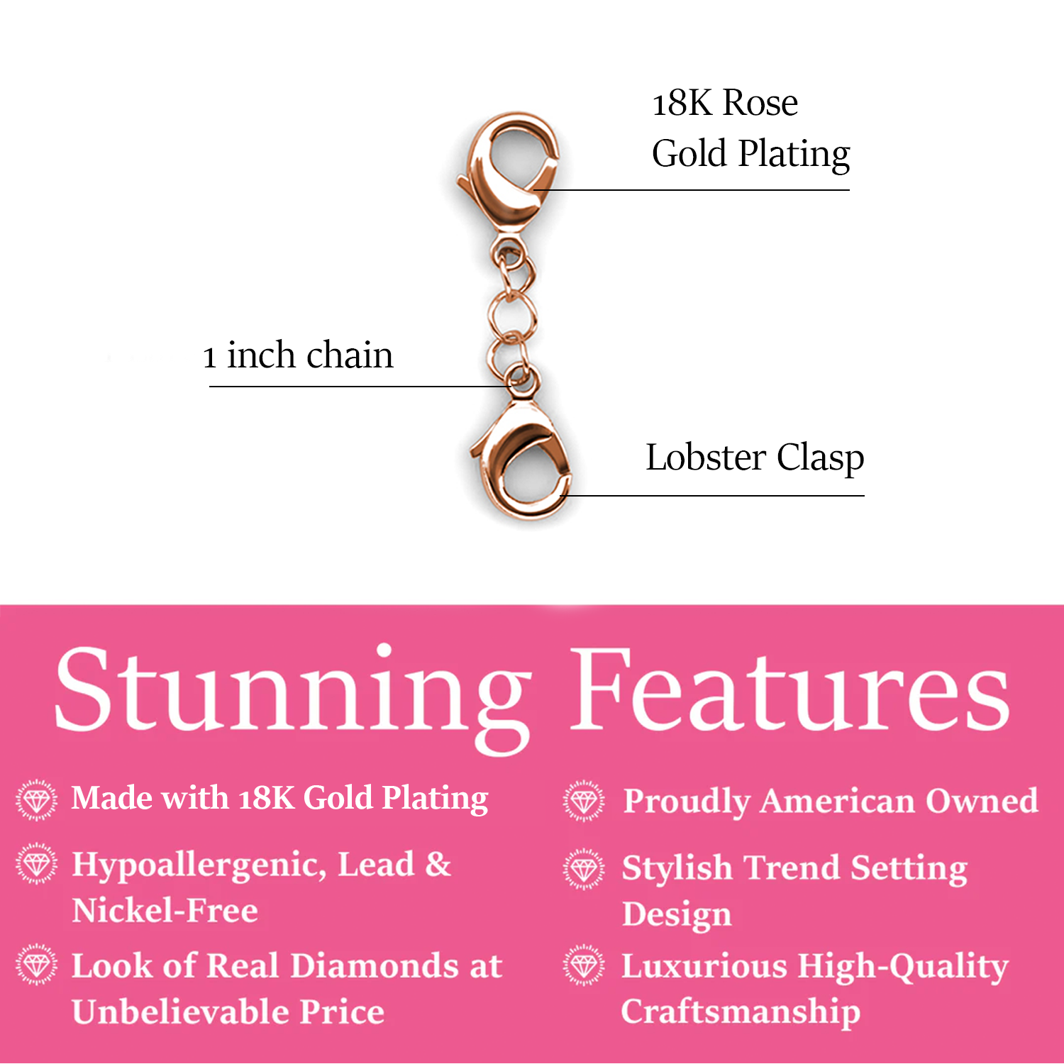Cate & Chloe 18k White Gold Plated Necklace Extender