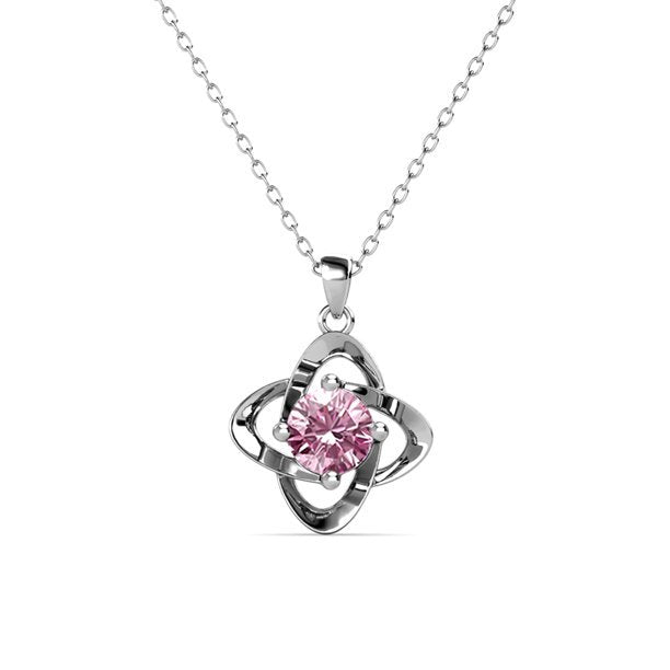 Infinity 18k White Gold Plated Birthstone Flower Necklace with Swarovski Crystal