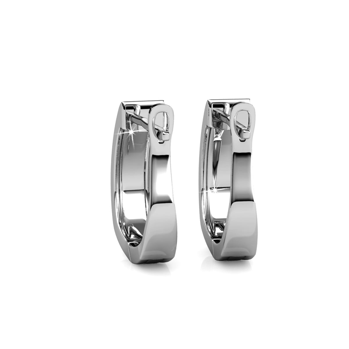 Sawyer 18k White Gold Plated 16mm Crystal Hoop Earrings with Swarovski Crystals
