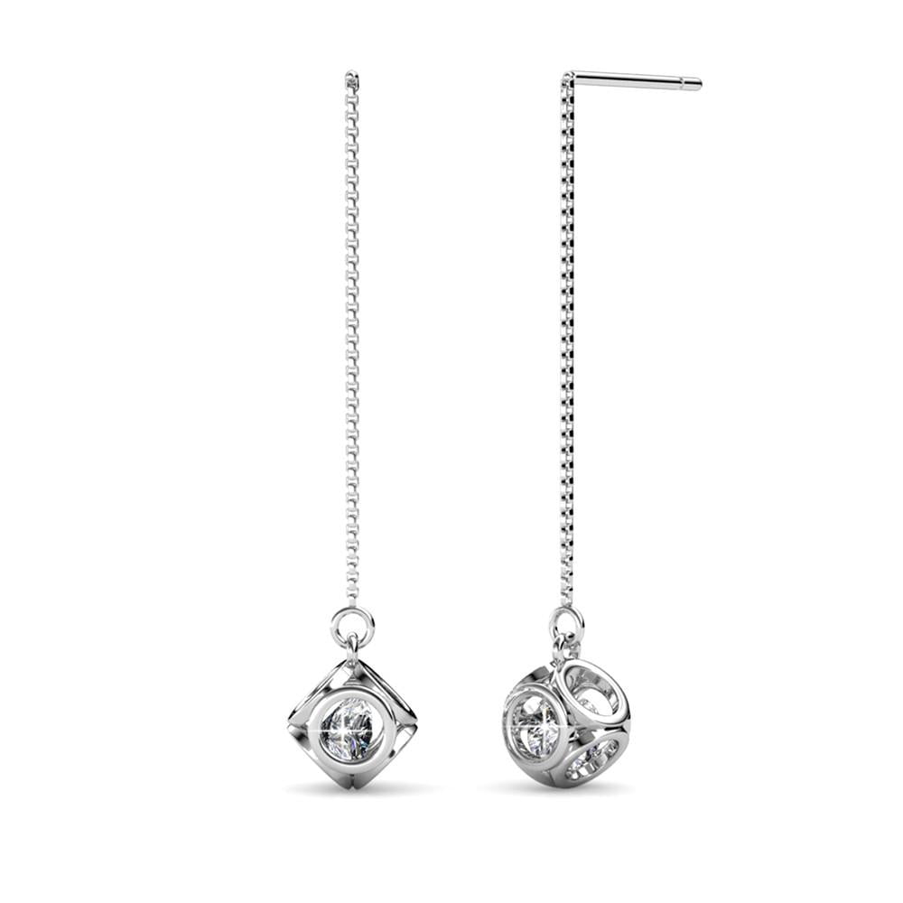 Lena 18k White Gold Dangle Earrings with Swarovski Crystals