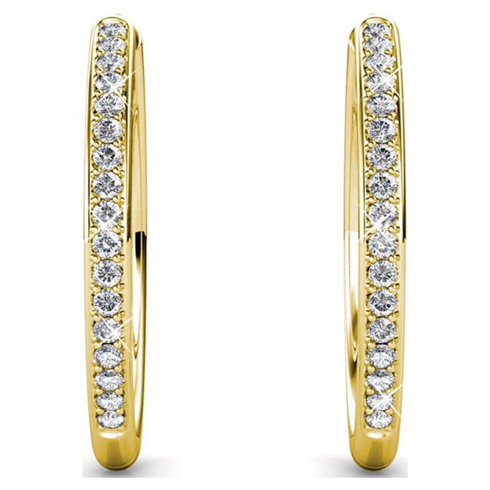 Bianca 18k White Gold Plated 25mm Silver Hoop Earrings with Swarovski Crystals