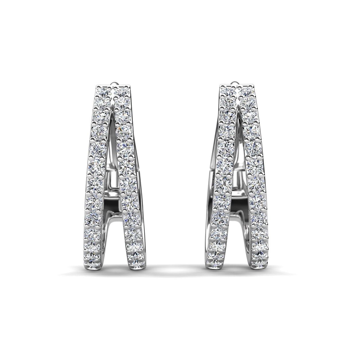 Helen 18k White Gold Plated 22mm Hoop Earrings with Swarovski Crystals