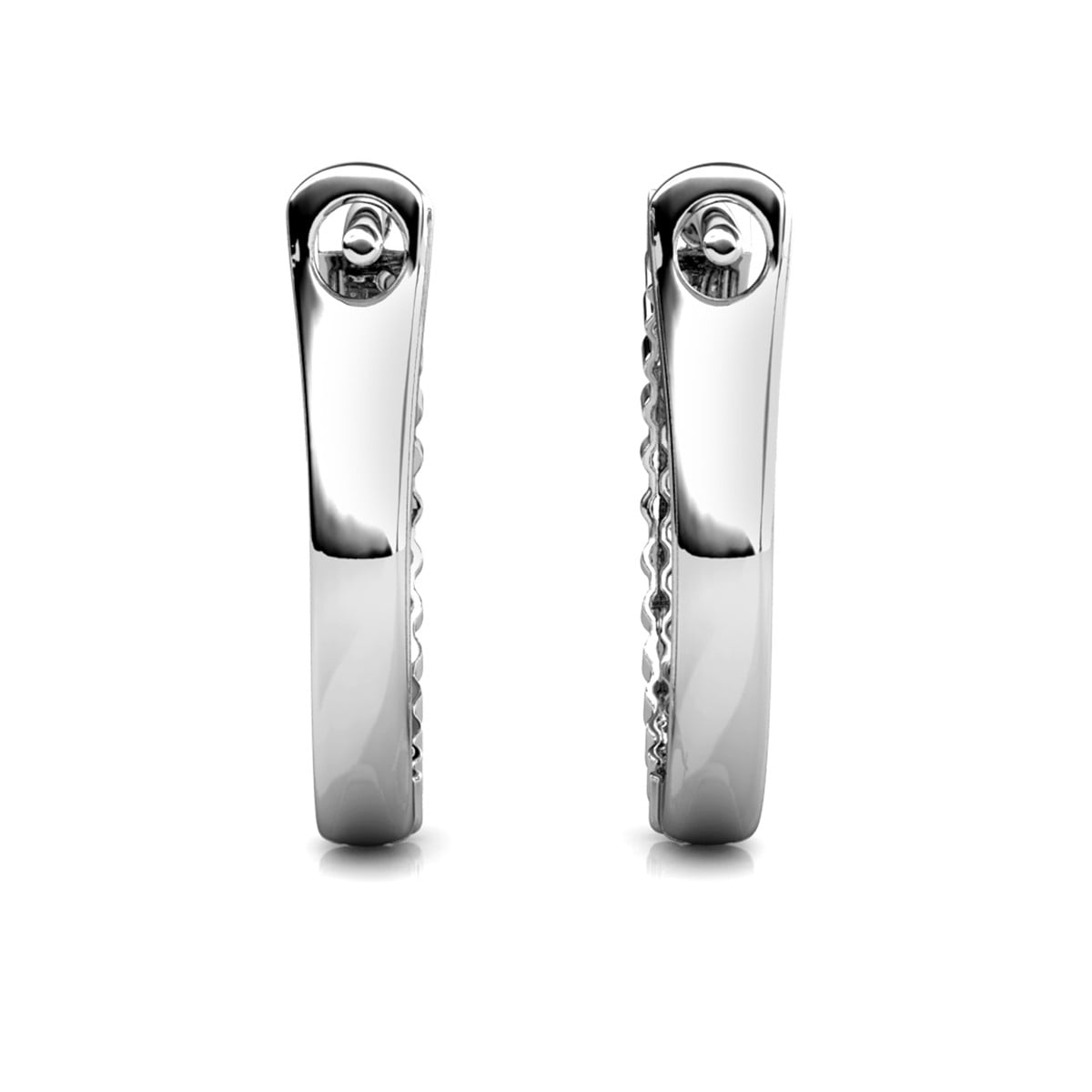 Teagan 18k White Gold Plated 19mm Hoop Earrings with Swarovski Crystals