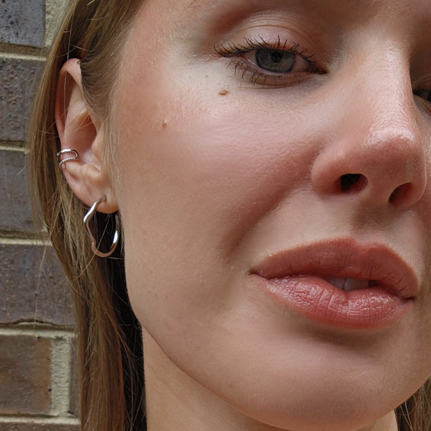 Sasha 18k White Gold Plated 10mm Hoop Ear Cuff with Swarovski Crystals