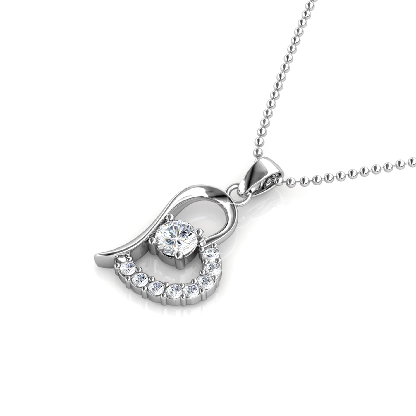 Laila 18k White Gold Pendant Necklace  with Swarovski Crystals