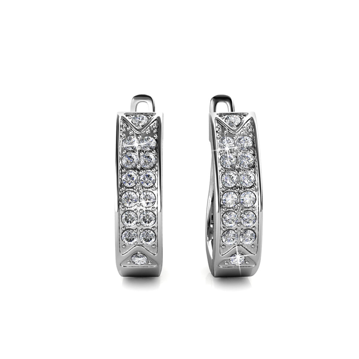 Sawyer 18k White Gold Plated 16mm Crystal Hoop Earrings with Swarovski Crystals