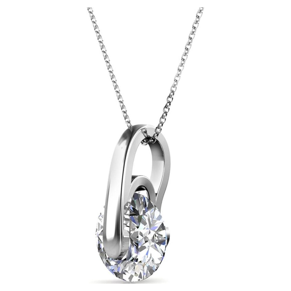Tina 18k White Gold Plated Necklace with Solitaire Swarovski Crystal
