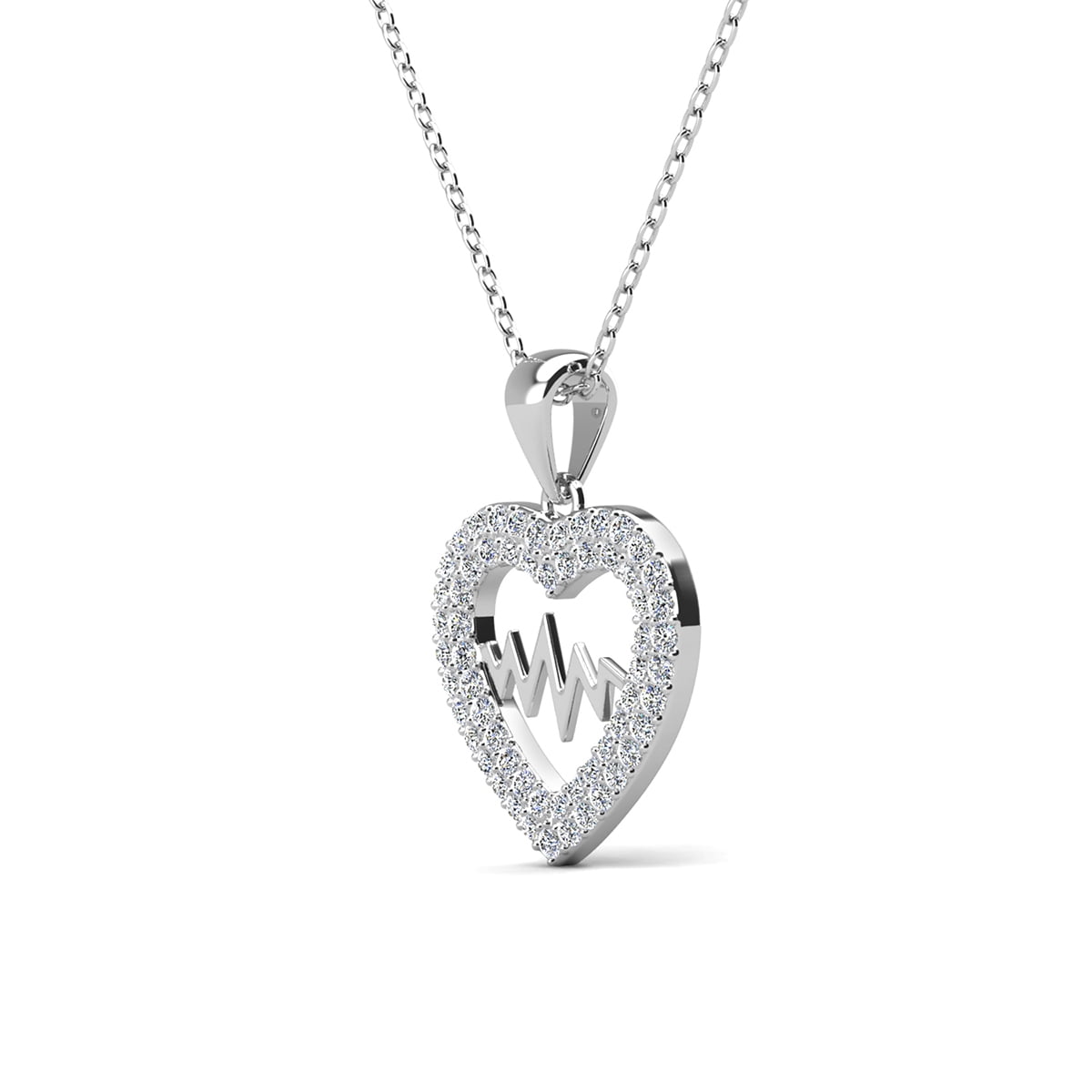 Molly 18k White Gold Plated Heart Necklace with Swarovski Crystals & Heartfelt Message for Daughter