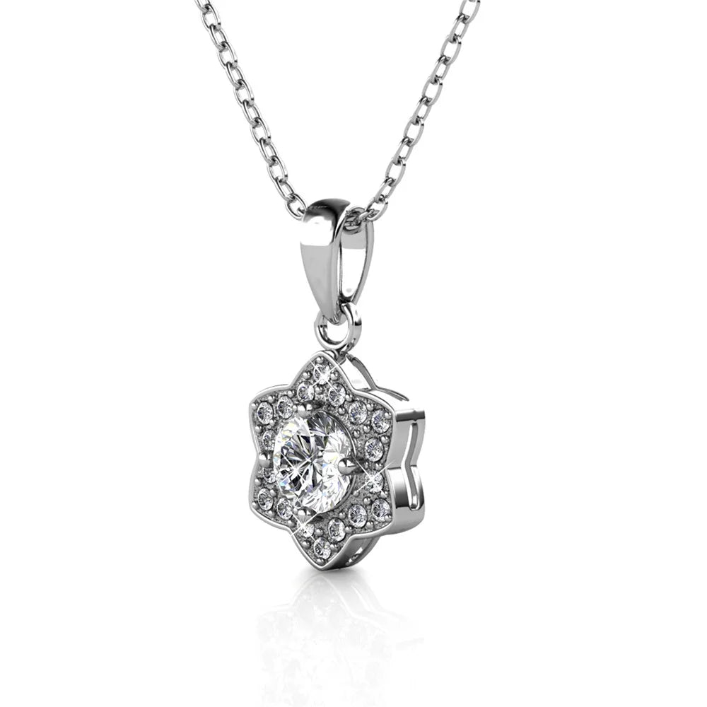 Poppy 18k White Gold Plated Necklace with Simulated Diamond Crystals