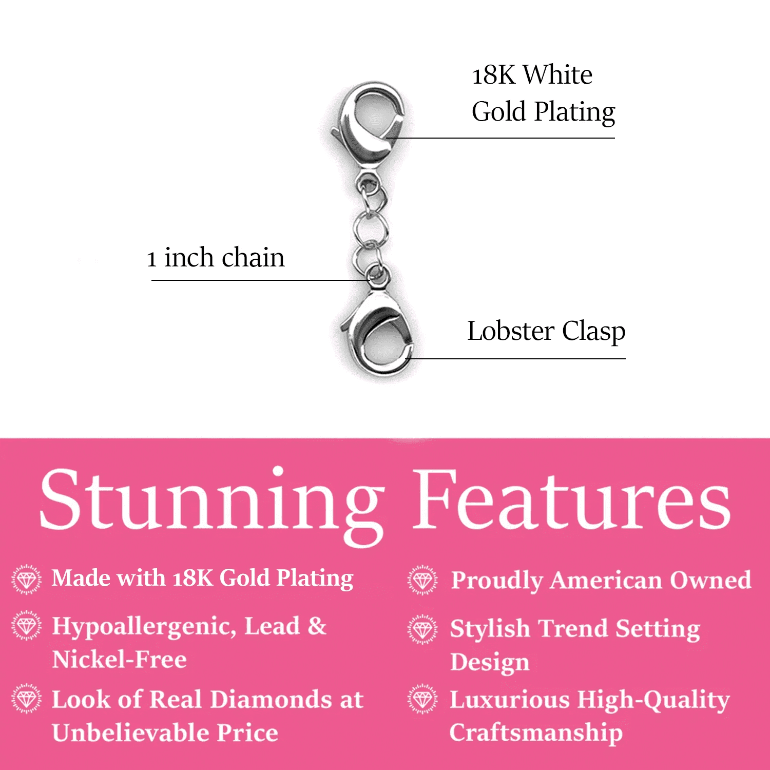 Cate & Chloe 18k White Gold Plated Necklace Extender