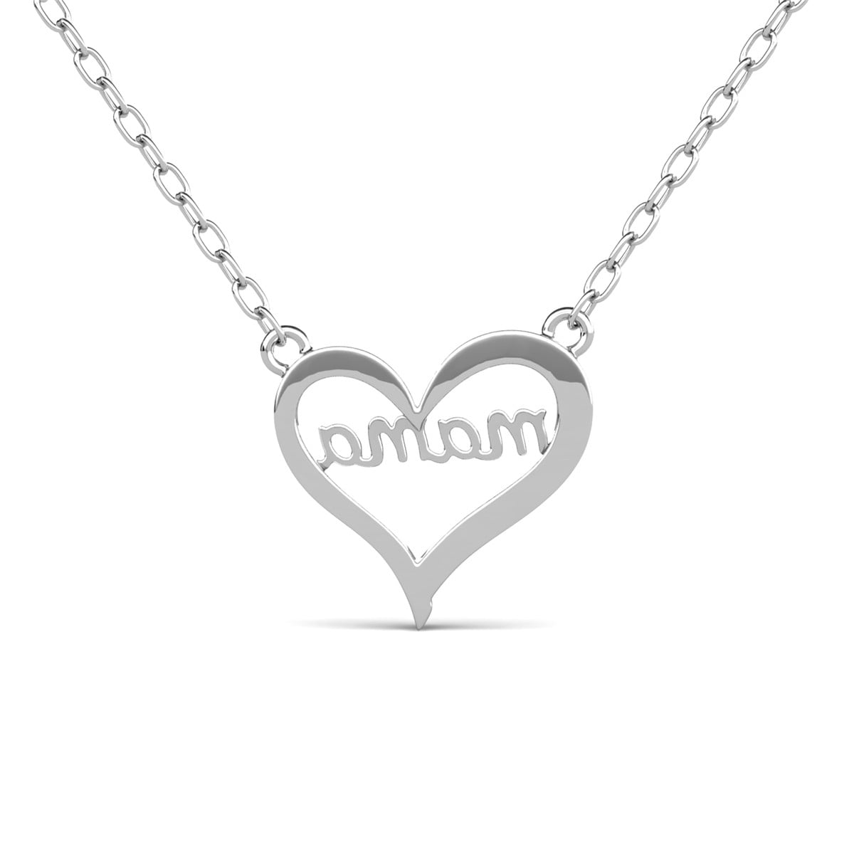 Louise 18k White Gold Plated Mama Necklace with Swarovski Crystals & Heartfelt Message for Mom