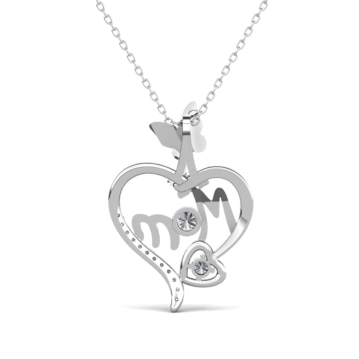 Mabel 18k White Gold Plated Necklace with Swarovski Crystals & Heartfelt Message for Mom