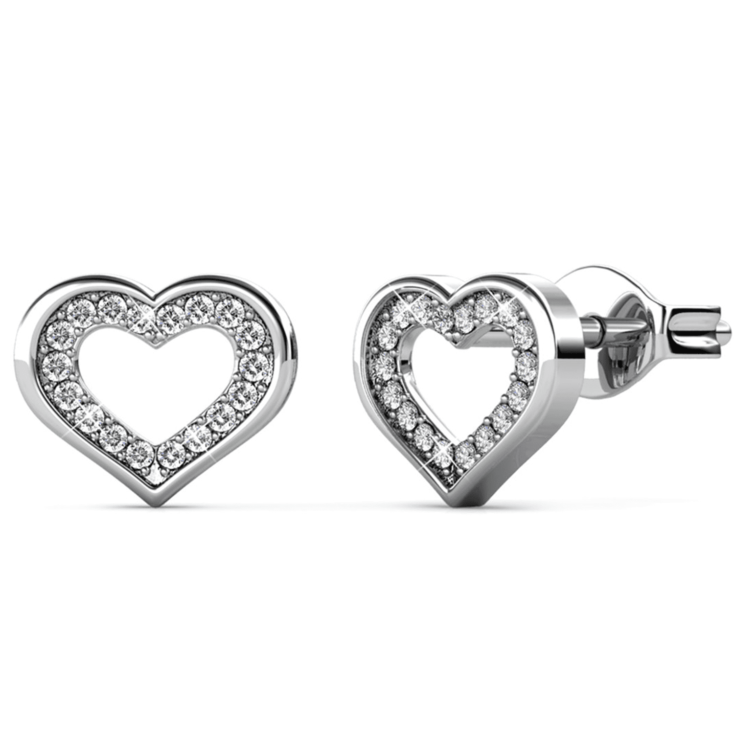 Dominique 18k White Gold Plated Silver Heart Necklace and Earring Set with Swarovski Crystals
