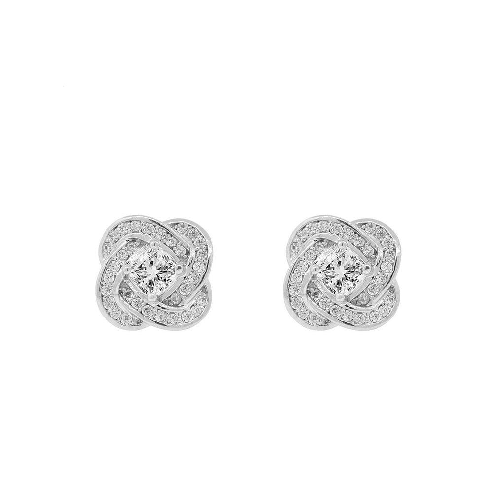 Stella 18k White Gold Plated Pendant Necklace and Stud Earrings Jewelry Set with Simulated Diamond Crystals