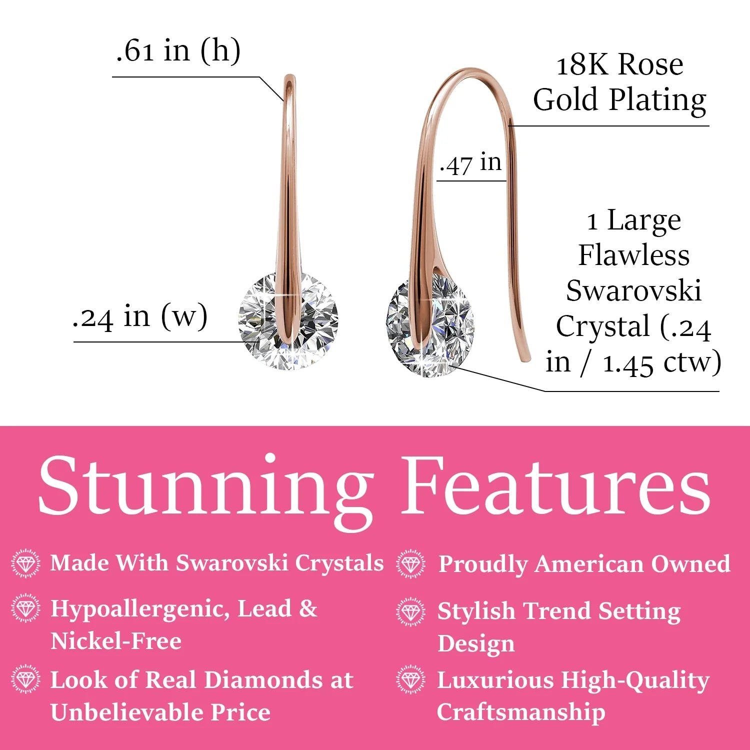 McKayla 18k White Gold Plated Drop Earrings with Swarovski Crystals