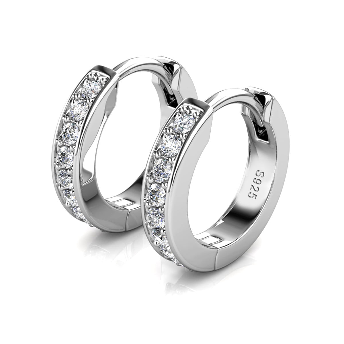 Skye 18k White Gold Plated 12mm Crystal Hoop Earrings with Swarovski Crystals