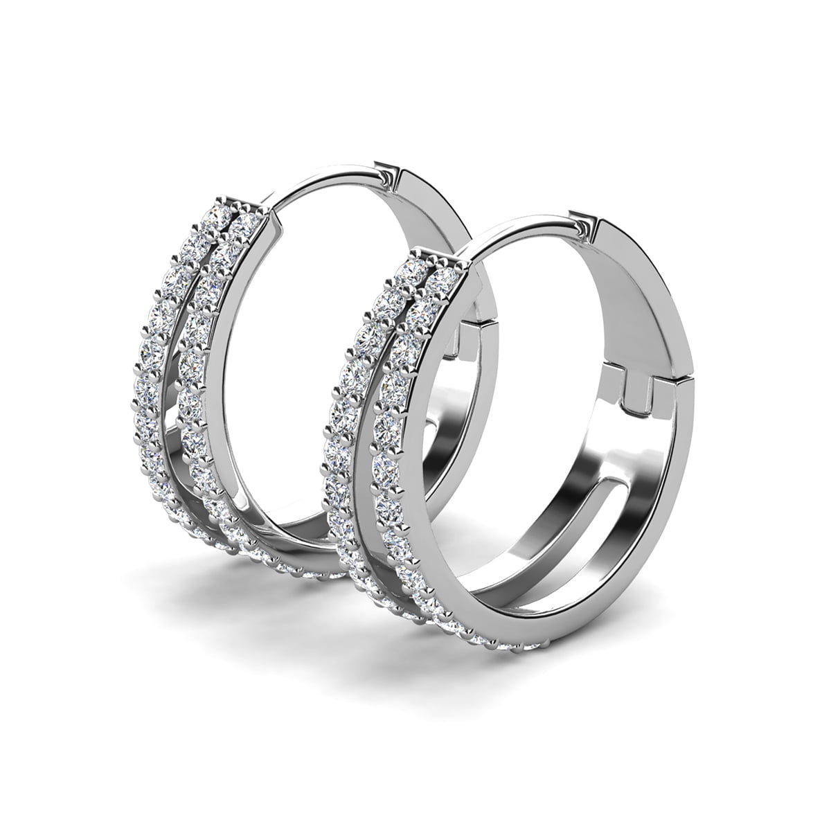 Helen 18k White Gold Plated 22mm Hoop Earrings with Swarovski Crystals