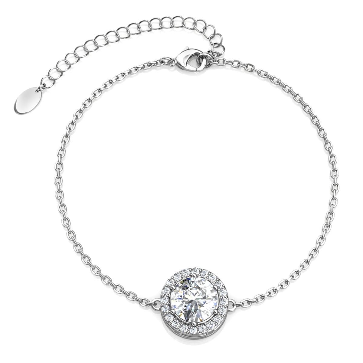 Blake 18k White Gold Plated Halo Bracelet with Swarovski Crystals