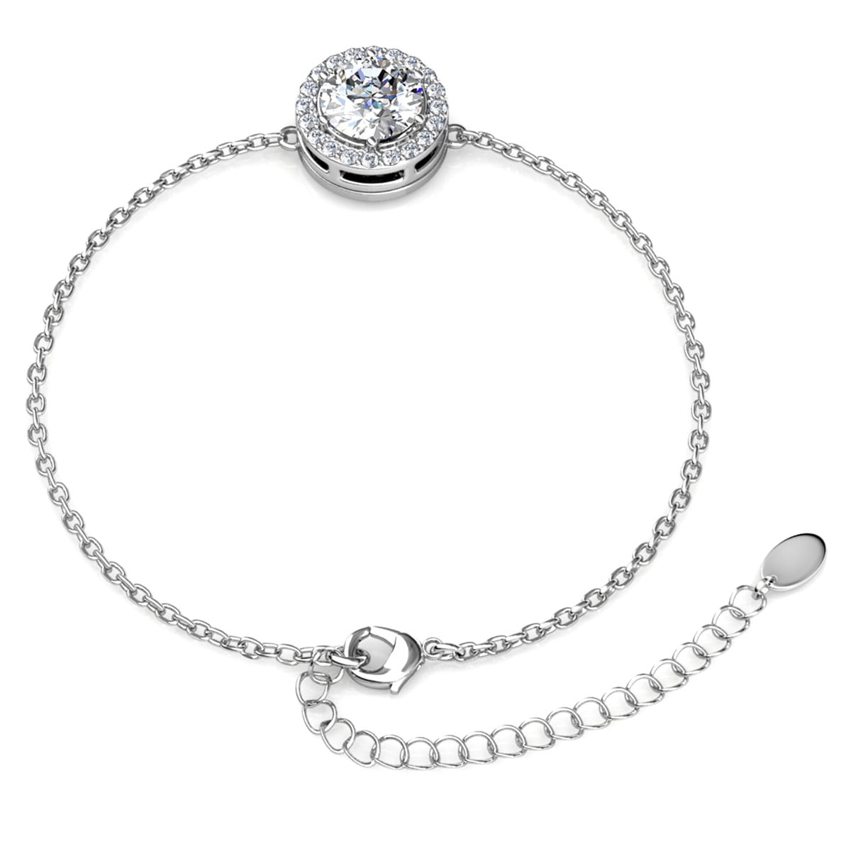 Blake 18k White Gold Plated Halo Bracelet with Swarovski Crystals