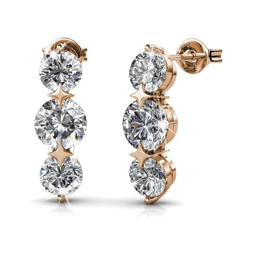 Ellie 18k White Gold Plated Stud Drop Earrings with Swarovski Crystals