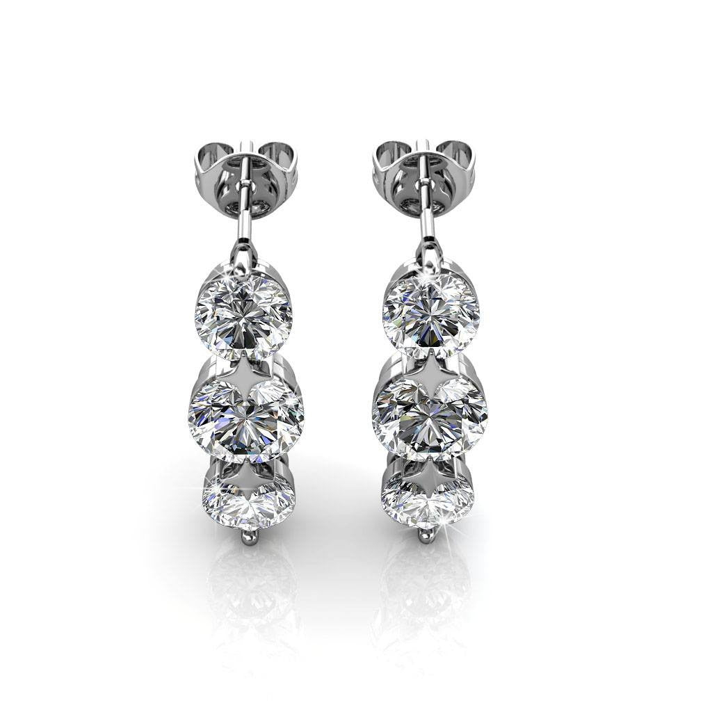 Ellie 18k White Gold Plated Stud Drop Earrings with Swarovski Crystals