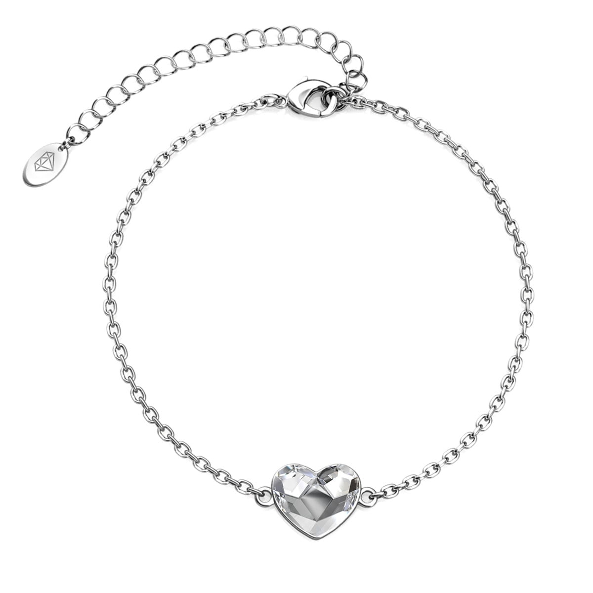 Violet 18k White Gold Plated Heart Bracelet with Swarovski Crystal