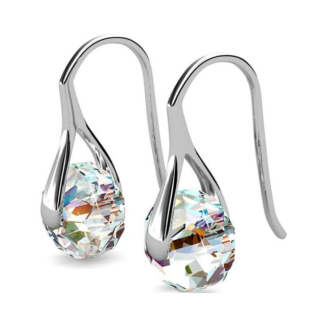 Destiny 18k White Gold Plated Drop Earrings with Swarovski Crystals