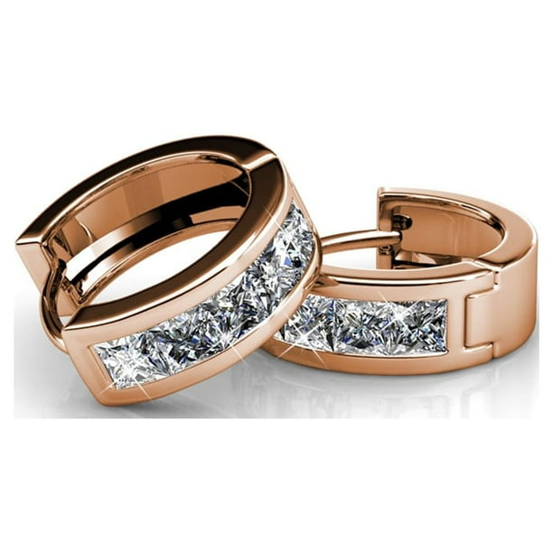 Giselle 18k Gold Plated 15mm Hoop Crystal Earrings with Swarovski Crystal (3 Pair Set)