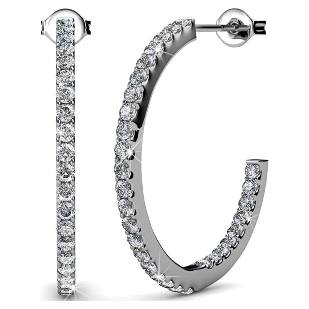 Pack of 3 - Giselle, Amaya, Rosalyn Hoops White Gold Plated Earrings for Women