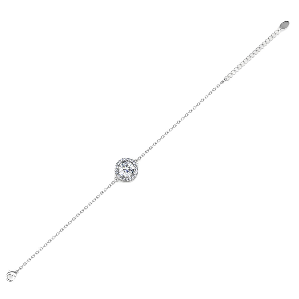 Blake 18k White Gold Plated Halo Bracelet with Swarovski Crystals