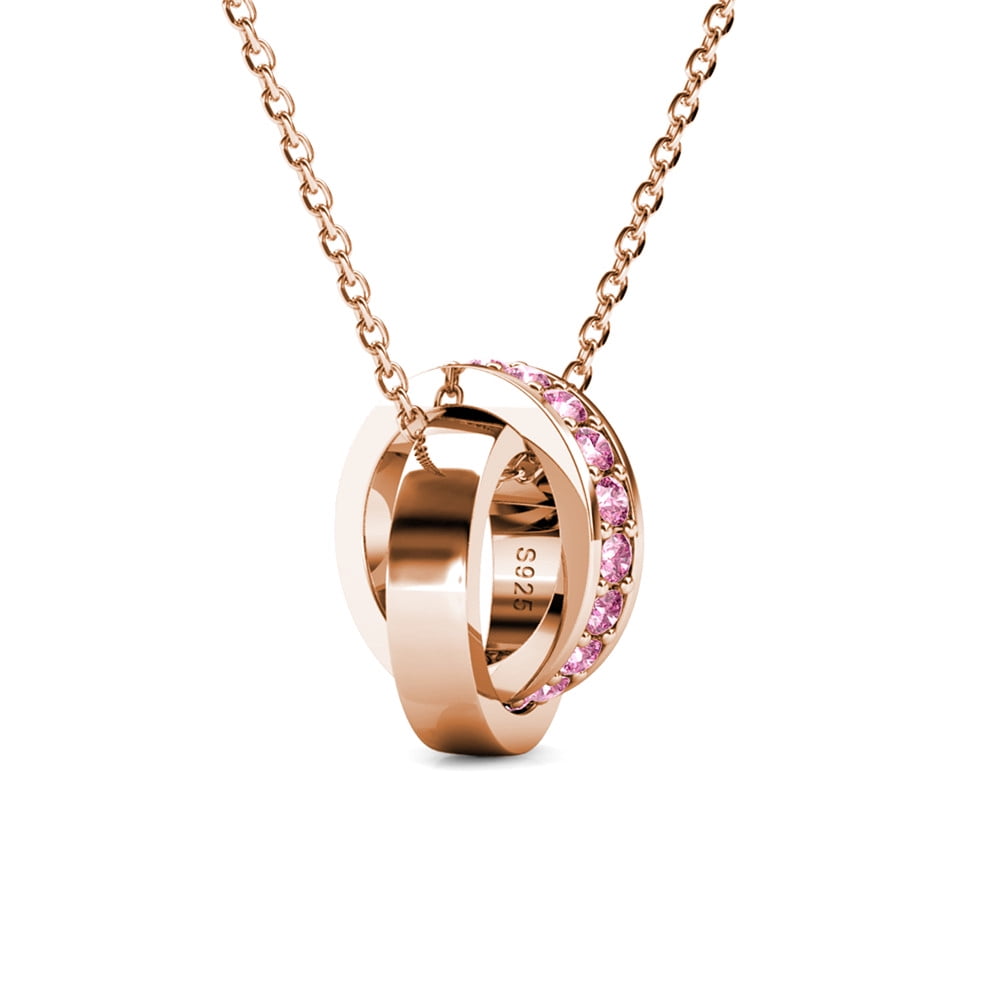Rosie 18k Rose Gold Plated Pendant Necklace with Pink Swarovski Crystals