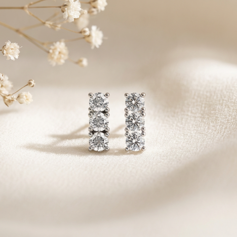 Eliana 18k White Gold Plated Stud Earrings with Swarovski Crystals