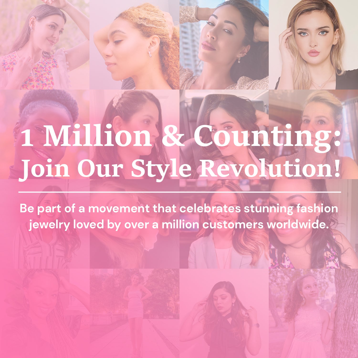 Women wearing jewelry in brand style collage promotion