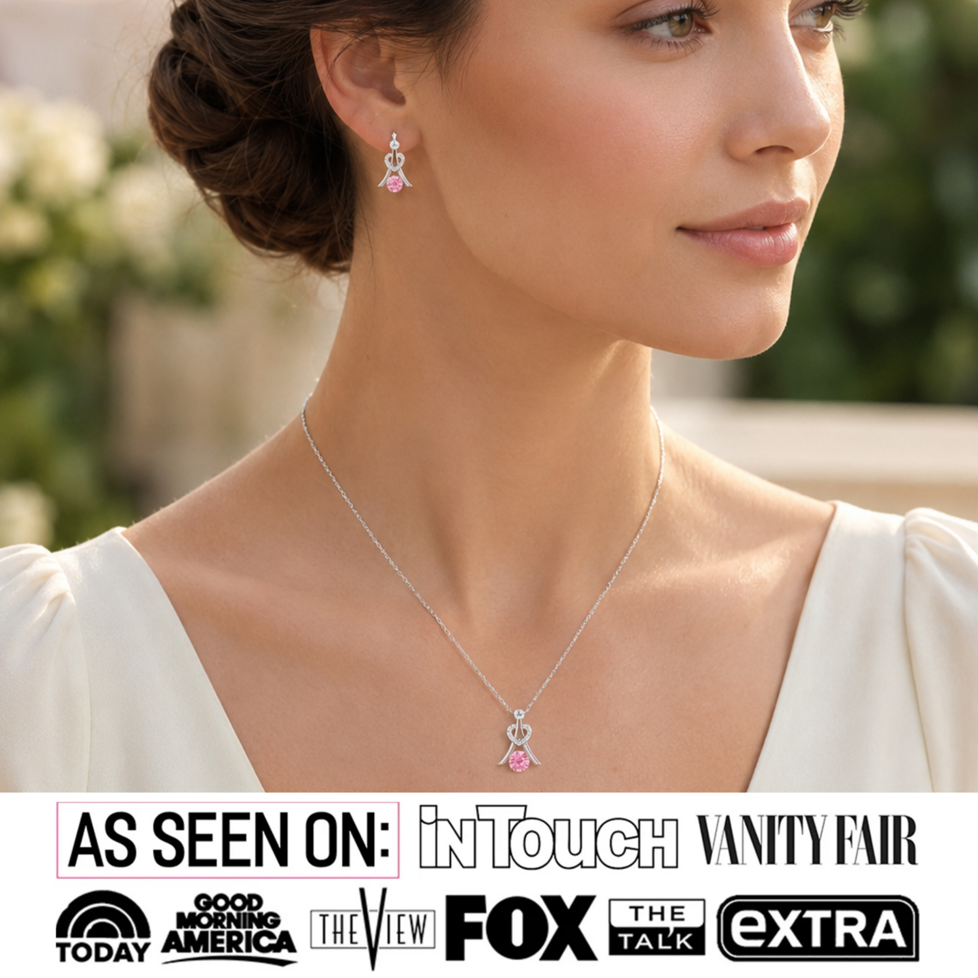 Serenity Birthstone 18k White Gold Plated Necklace with Round Cut Swarovski Crystals