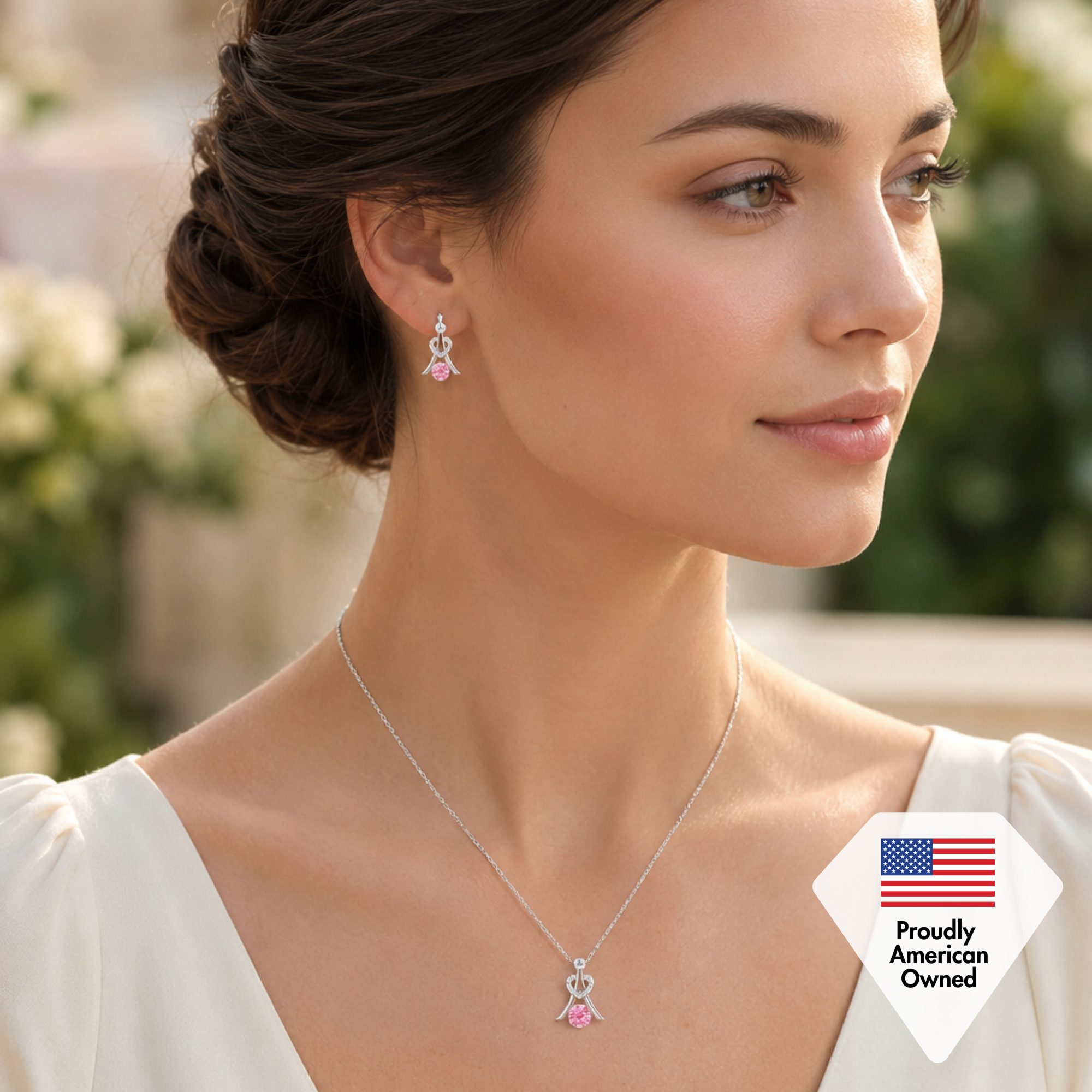 Serenity Birthstone 18k White Gold Plated Necklace with Round Cut Swarovski Crystals