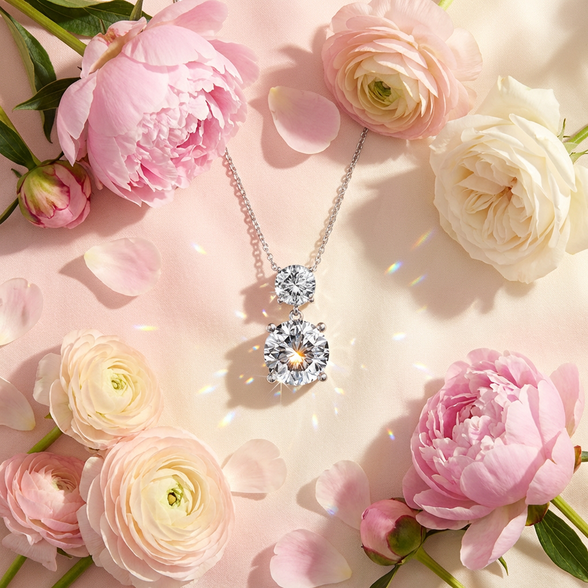 Jasmine 18k White Gold Plated Drop Necklace with Swarovski Crystals
