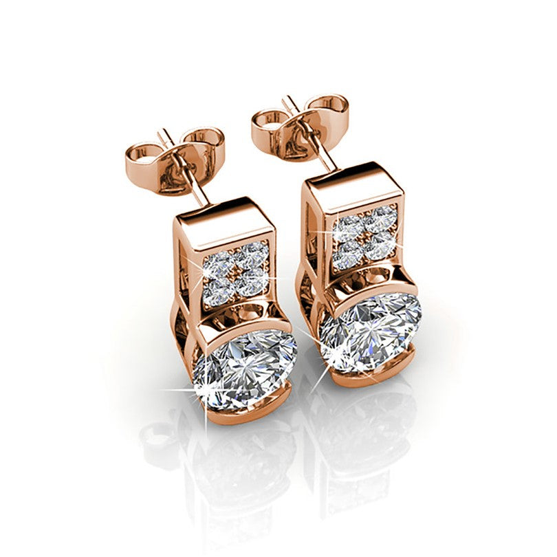 Laya 18k White Gold Plated Stud Earrings with Swarovski Crystals — Final Sale